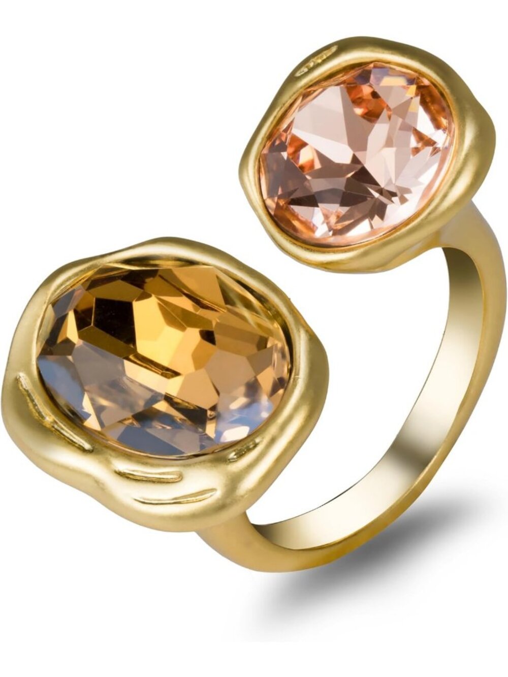 Vintage Open Statement Ring - Adjustable Cocktail Ring with Cubic Zirconia